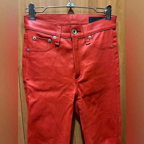 Rag & Bone Women’s Red Hana Leather Pants  Size: 23. NWOT Retail For $995. Rare! - Picture 12 of 16